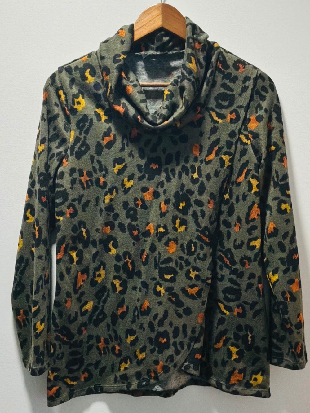 Eclipse Olive Green Leopard Print Zip-Up Hoodie Jacket - Size M